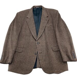 Executive Collection Blazer Mens 44 Brown Houndstooth Wool Camelhair Classic VTG